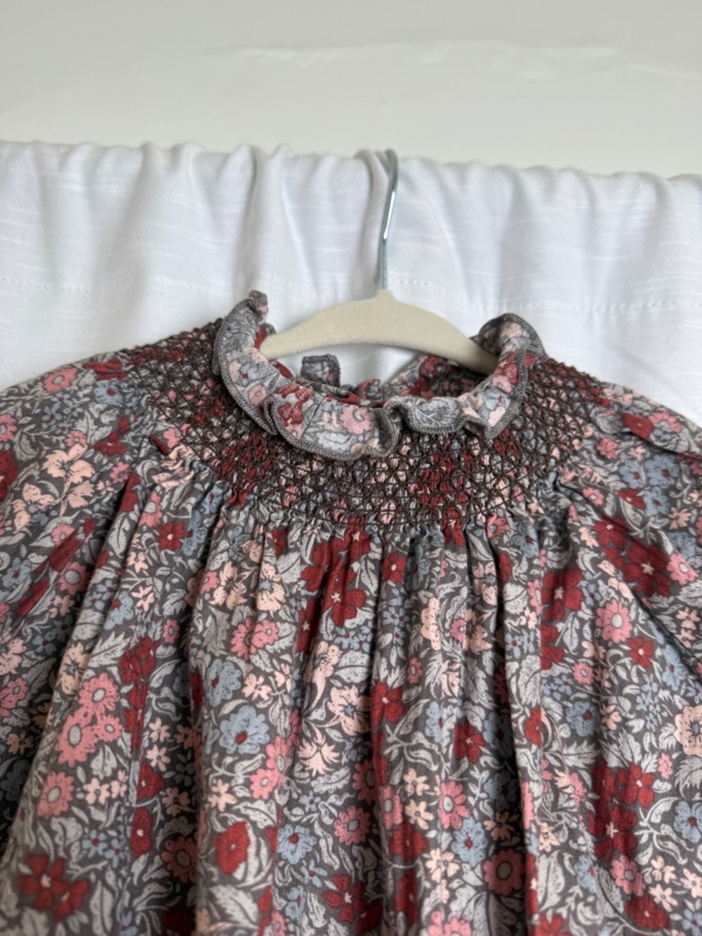 Noralee Floral Smocked Bubble Romper Baby Girl Boutique Outfit | Size 6M - Picture 9 of 13